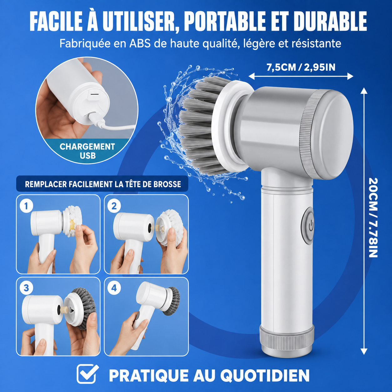 Brosse de Nettoyage Électrique pour TOUTES les Surfaces