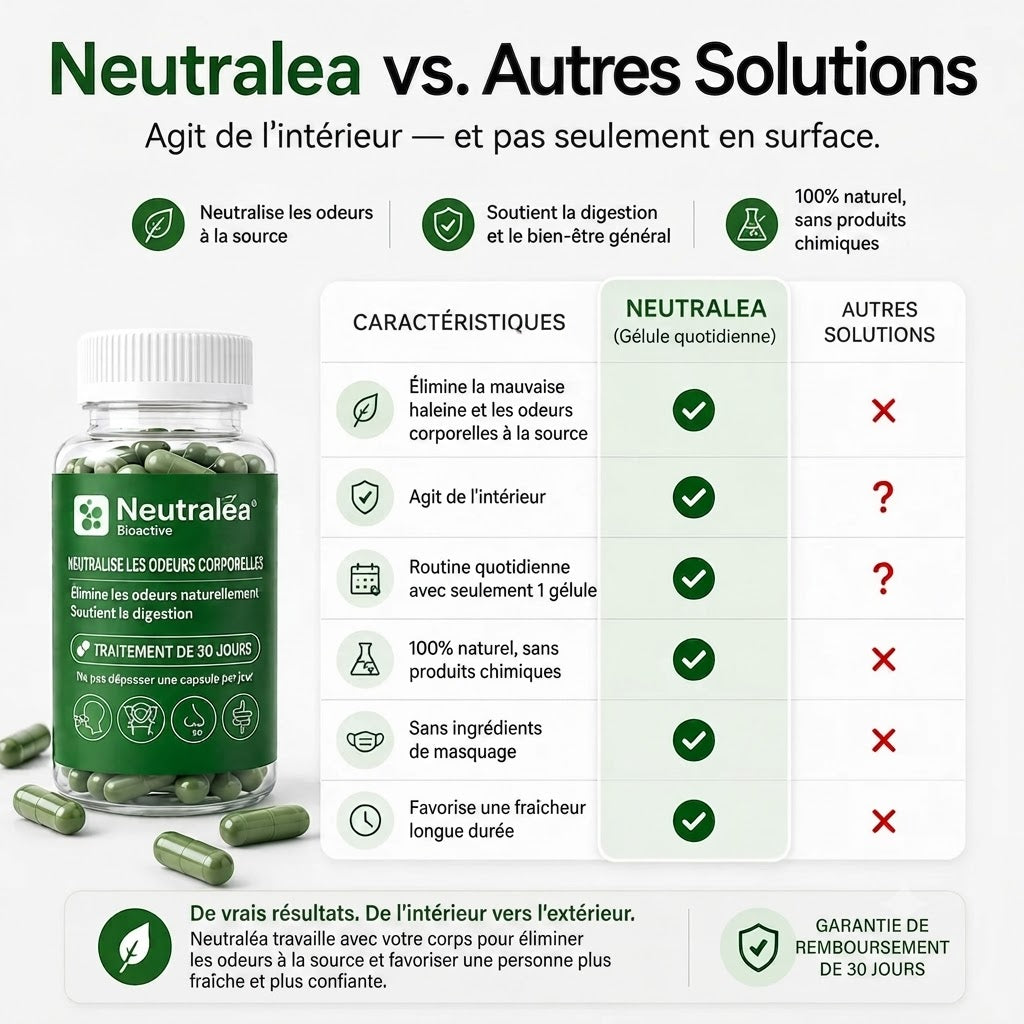 COMPLÉMENT 100 % NATUREL CONTRE LA MAUVAISE HALEINE ET LES ODEURS.